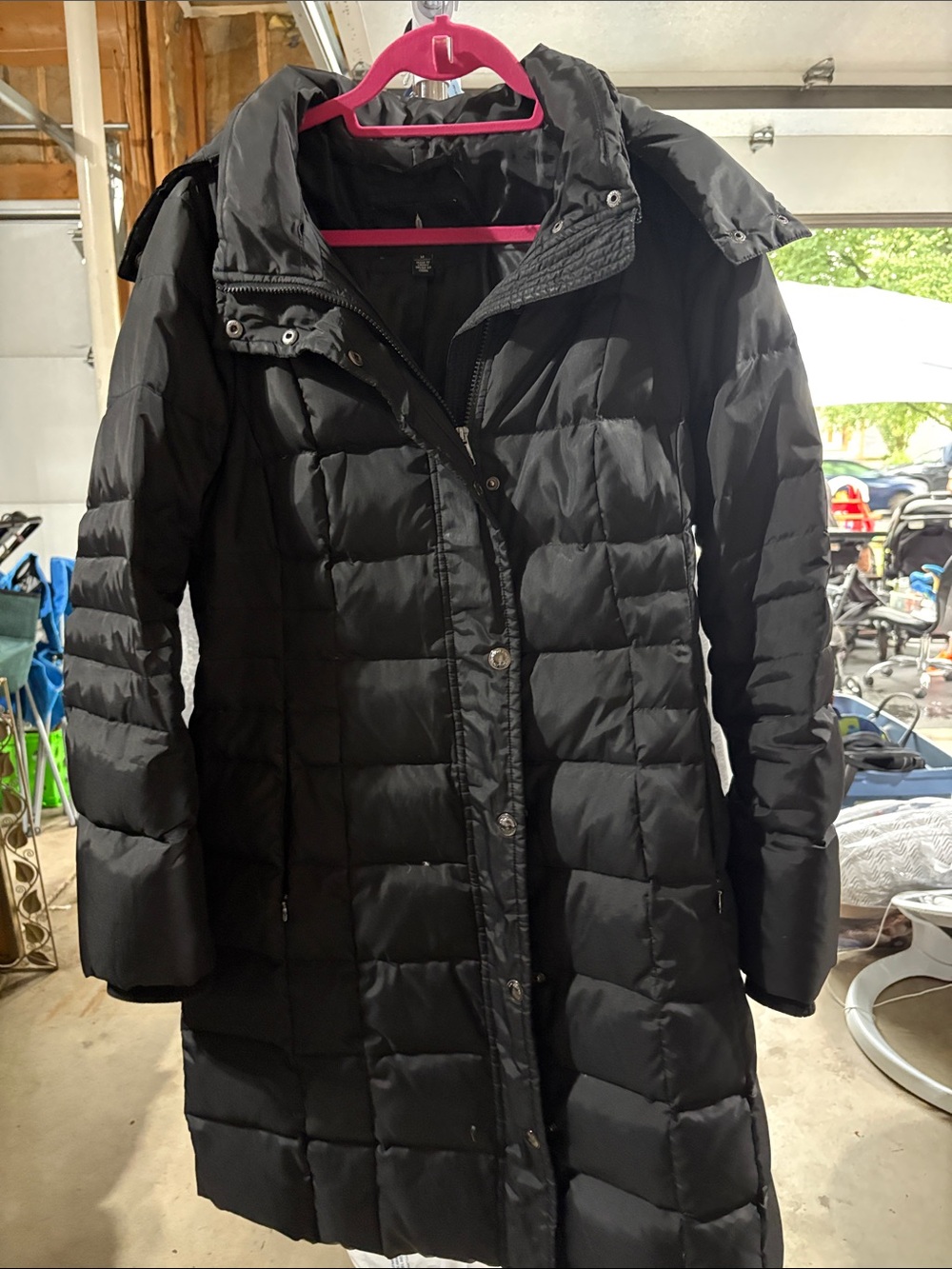 London Fog Black Quilted Long Puffer Coat